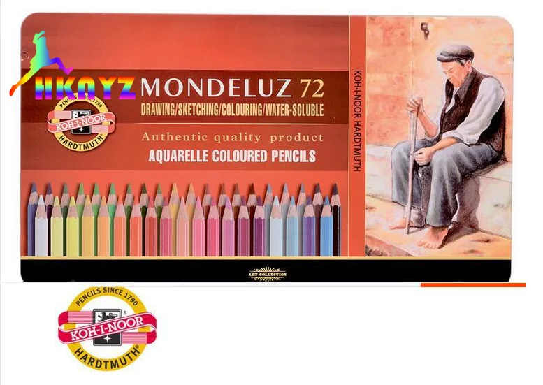 

1sets KOH-I-NOOR 48/72 Colors mondeluz aquarelle coloured pencils Iron box water-soluble color lead professional for studets