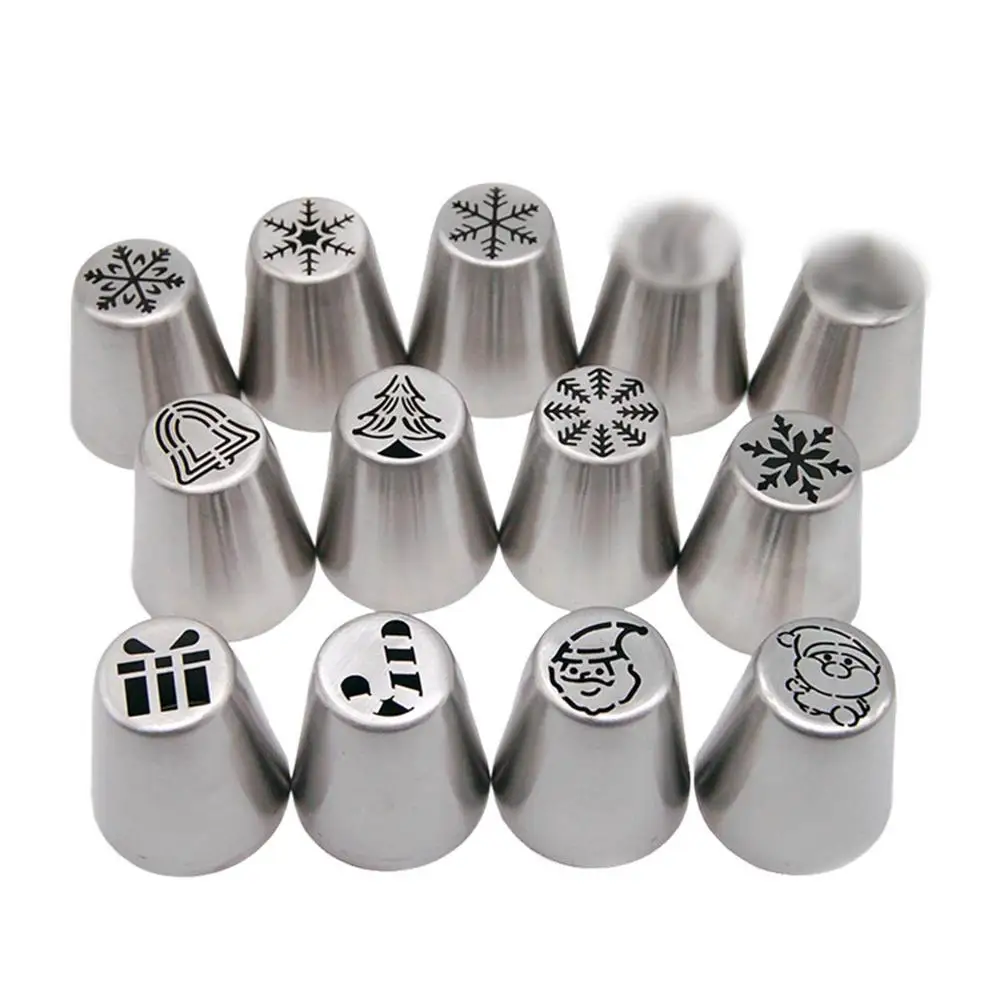 

13pcs/set Cake Decoration Tools Pastry Nozzles Stainless Steel Sliver Cake Nozzles Decorating Cupcake Tips Baking Accessories