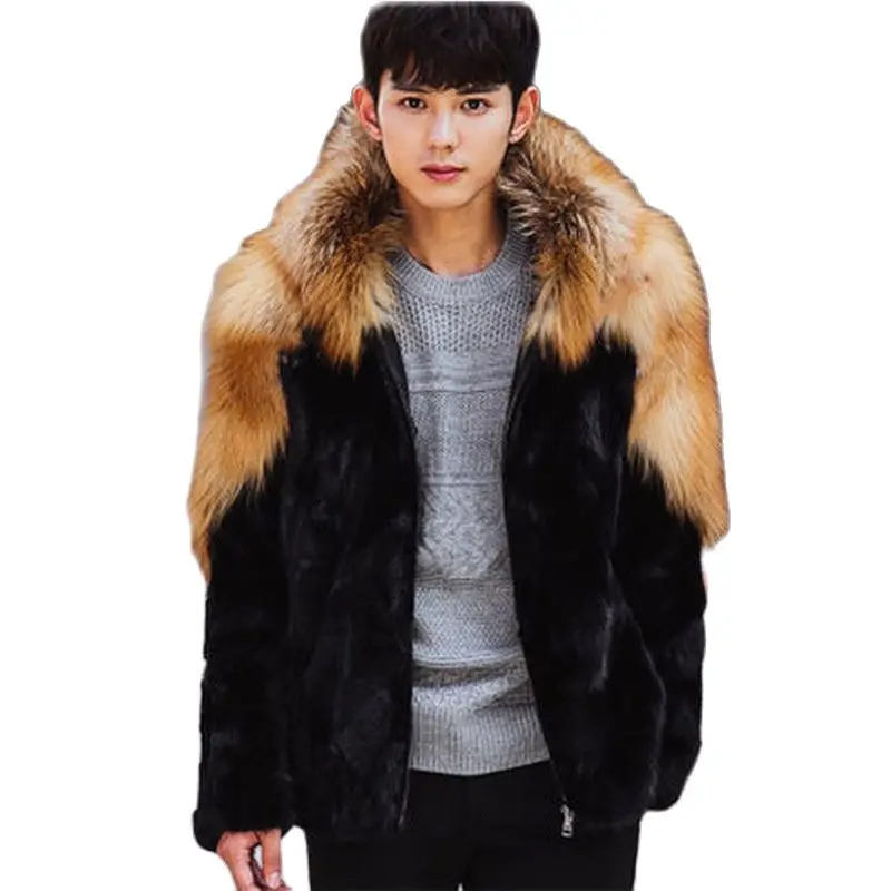 

Женская новая модная одежда, мужское зимнее пальто, мужские пальто с капюшоном из лисьего меха, Норковое меховое пальто, Мужское пальто из искусственного меха