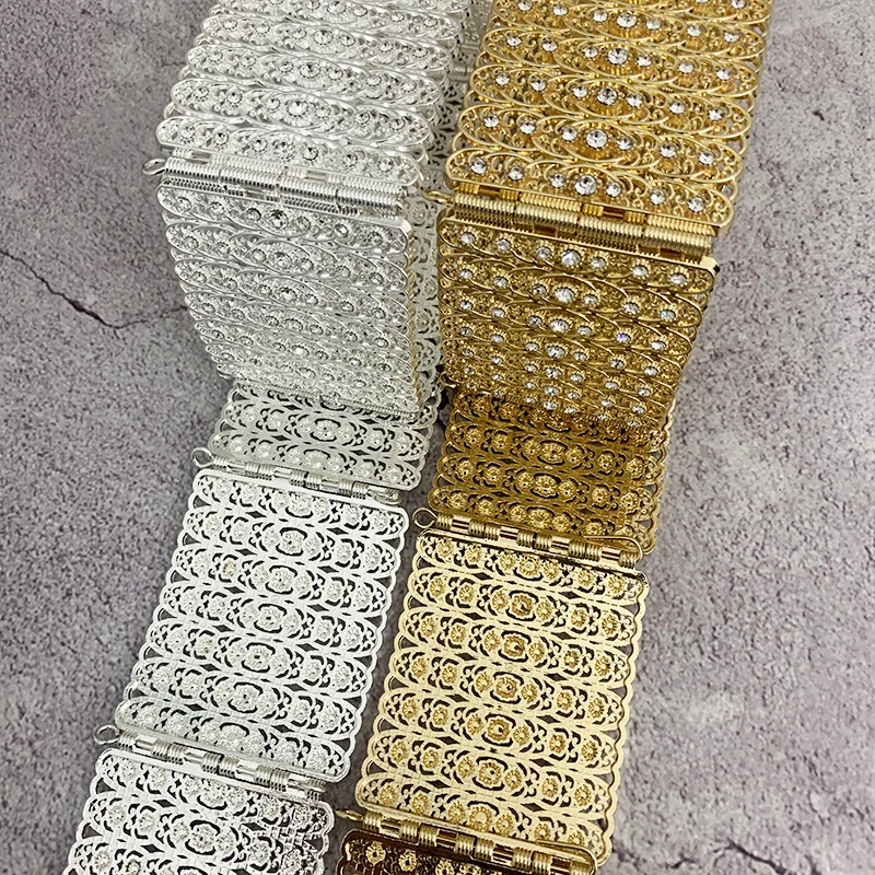 Gorgeous Square Design Crystal Waist Chain For Women Filled With Rhinestone Bridal Belt Gold Moroccan Women Belt Dress