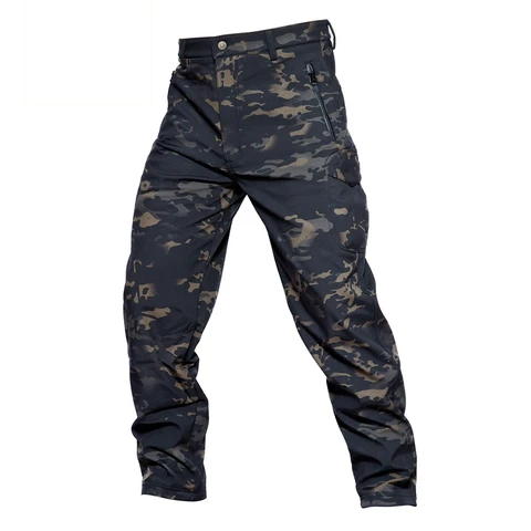 Брюки мужские тактические в стиле милитари, флисовые, с мягкой ракушкой, с защитой от ветра и влаги, теплые армейские камуфляжные штаны, S-3XL