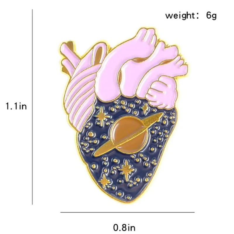 Новые эмалированные Значки для органов сердца украшения одежды аксессуары