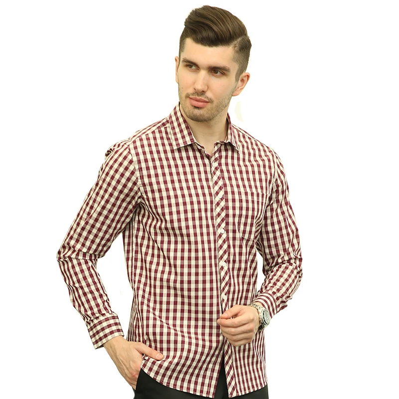 Рубашка мужская в клетку/в полоску с длинными рукавами | Мужская одежда