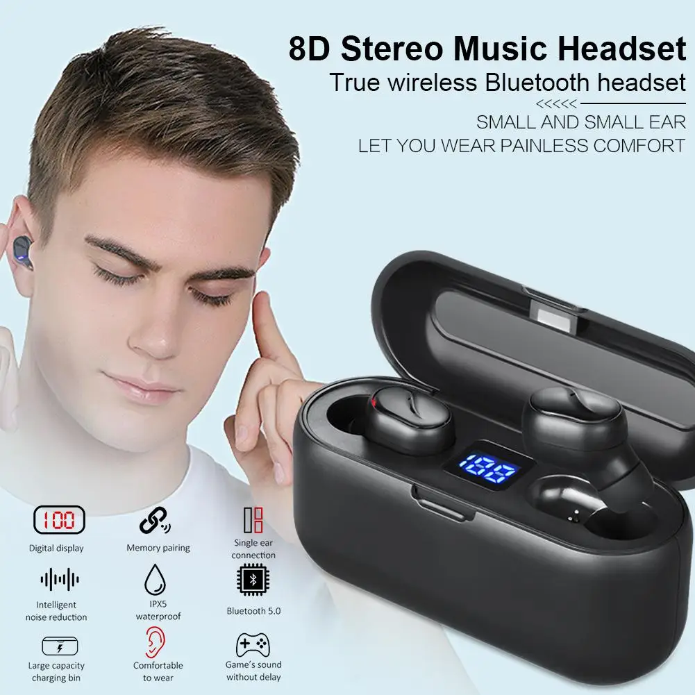 Новинка 2019 TWS Bluetooth наушники 5 0 беспроводные двойные вставные цифровой дисплей