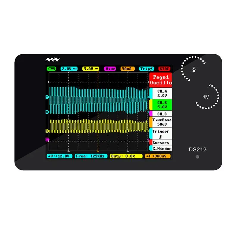 

Minidso Oscilloscope DS212 Handheld LCD Touch Screen USB Interface 1MHz 8MB 10MSa/S Coupling Mini Multimeter Oscilloscope