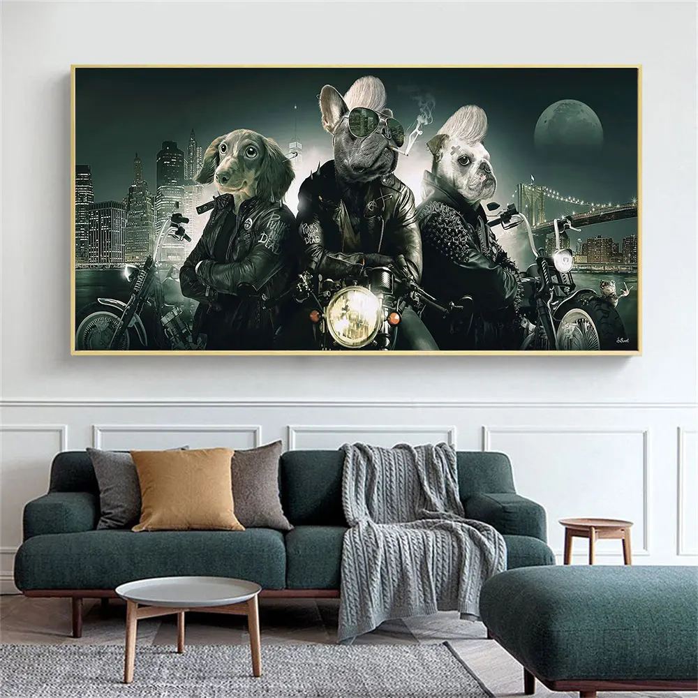 

Modern Fashion Dogs Motorcycle Gorilla Gambling Wall Art Canvas Paintings Posters And Prints Pictures for Living Room Home Decor