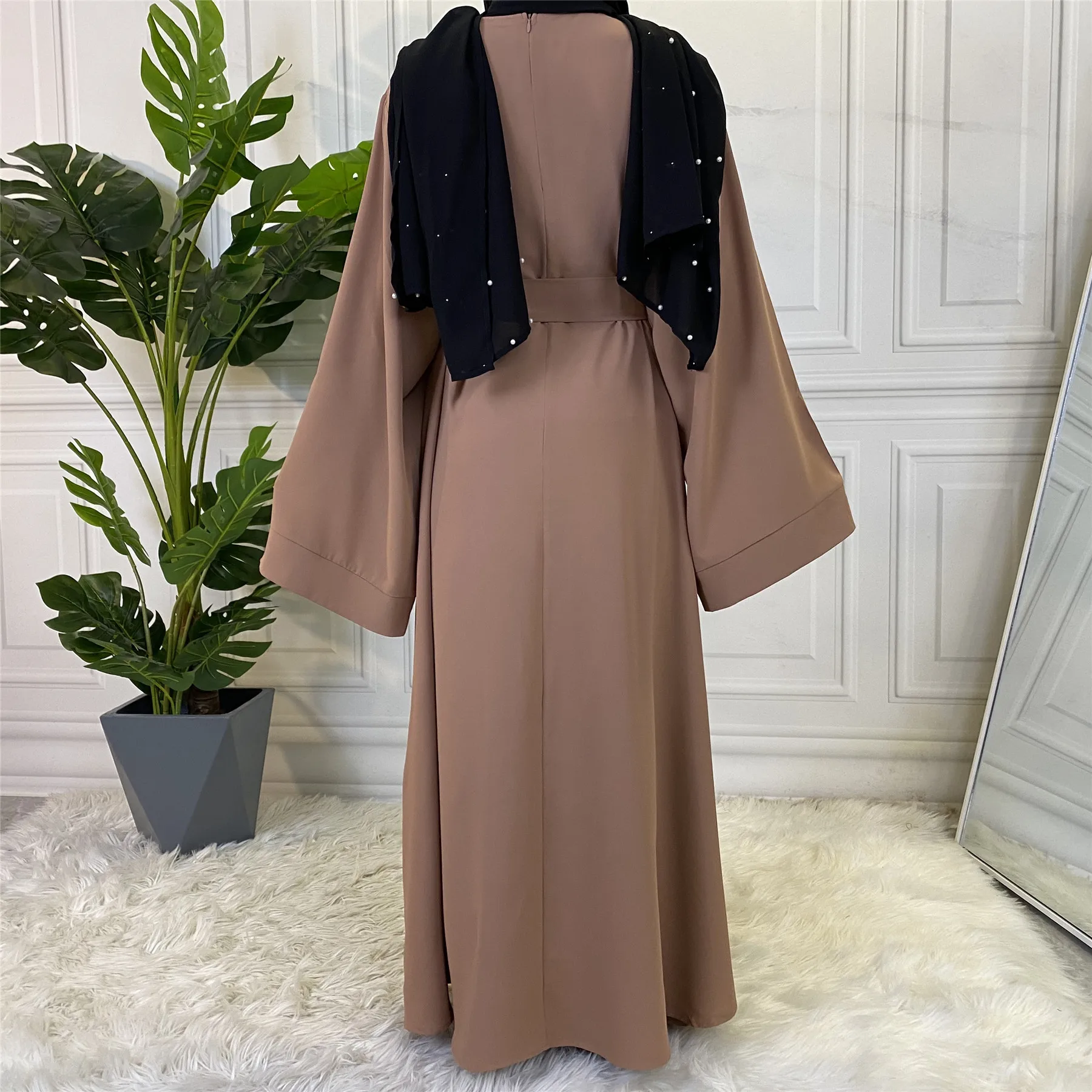 Muslim Fashion Hijab Dubai Abaya Long Dresses Women With Sashes Islam Clothing Abaya African Dresses For Women Musulman Djellaba images - 6