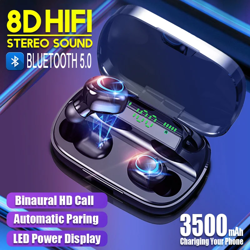 TWS беспроводные наушники Bluetooth 5 0 8D HIFI 3500 мА/ч зарядное устройство HD вызов