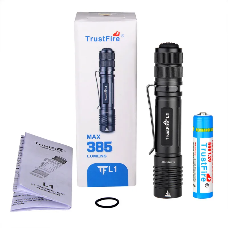 Trustfire L1 фонарь тактический EDC светодиодный фонарь с батареей AAA/10440 с зажимом, задний переключатель, наружная лампа для кемпинга, lanterna - Испускаемый цвет: Light x AAA