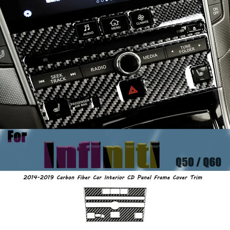 

Carbon Fiber Car Accessories Interior Central Control CD Panel Decoration Decals Cover Trim Stickers For Infiniti Q50 All Years