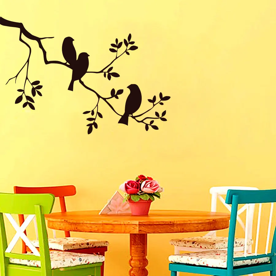 

ZOOYOO Three Birds In The Tree Wall Sticker PVC Modern Home Decor Self Adhesive Customized Colors Wall Decals