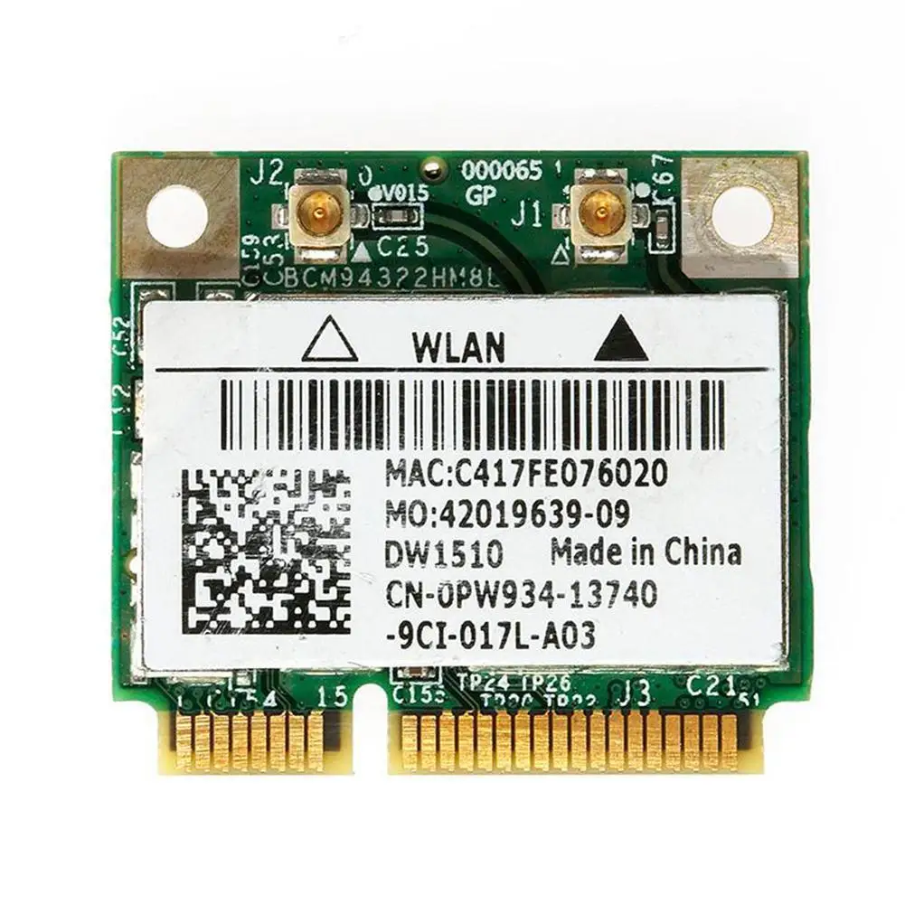 

1pcs Half Mini Wireless Wifi Network Card For DW1510 PW934 Green BCM94322HM8L Card Network Wifi T7N0