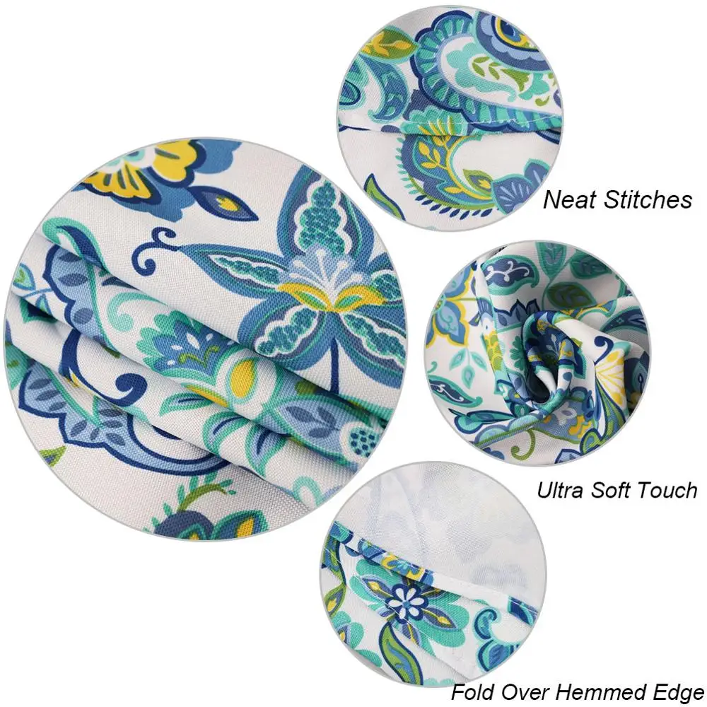 Eforcurtain Country Paisley Printed Outdoor Patio Tablecloths Waterproof Machine Washable Fabric Tablecloth with Zipper on - Столовые скатерти Eforcurtain с принтом пейсли для открытых патио, водонепроницаемые, стиральные, с молнией.