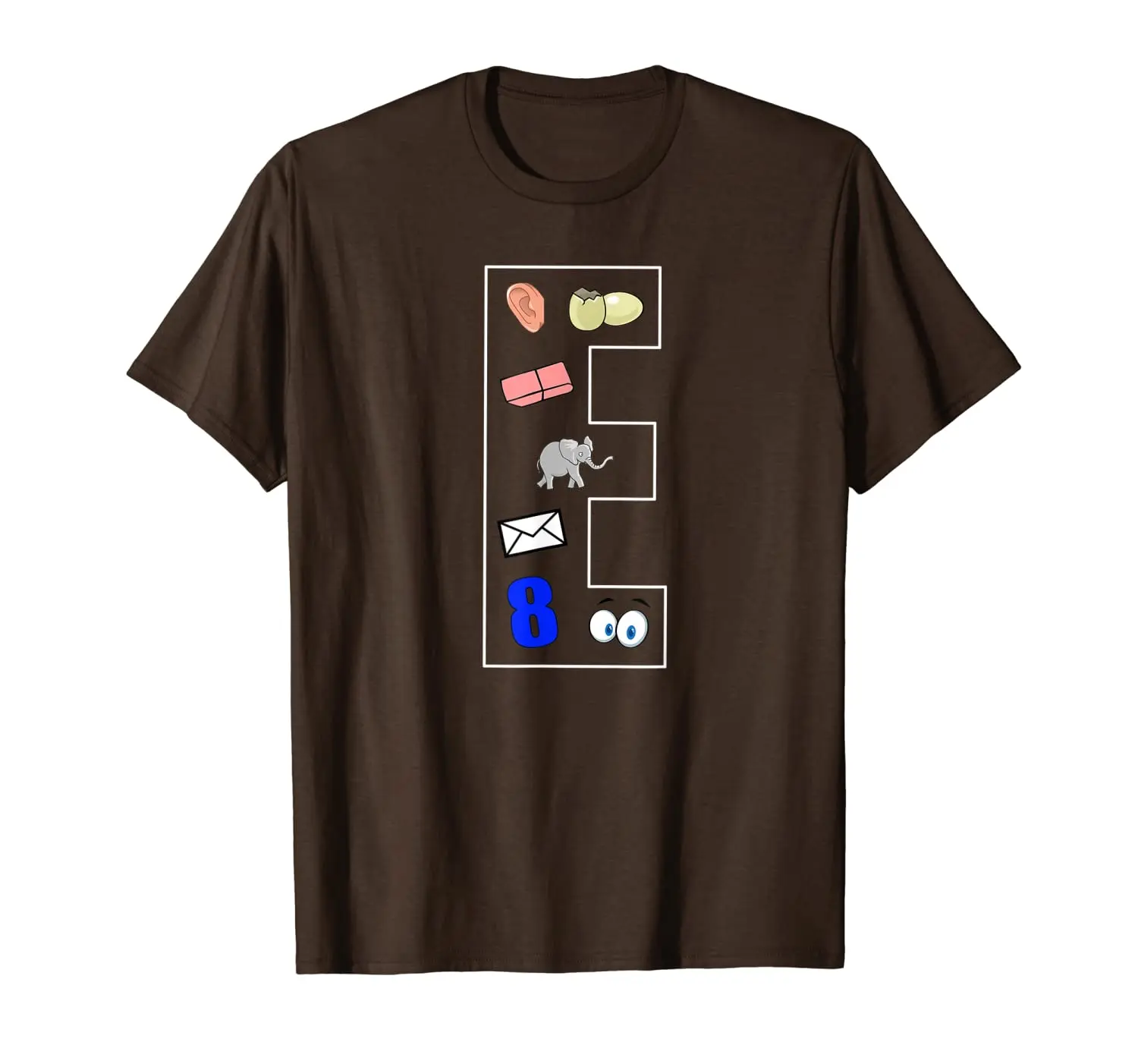 

Алфавитные буквы E Phonics предметы, которые начинаются с E Shirt