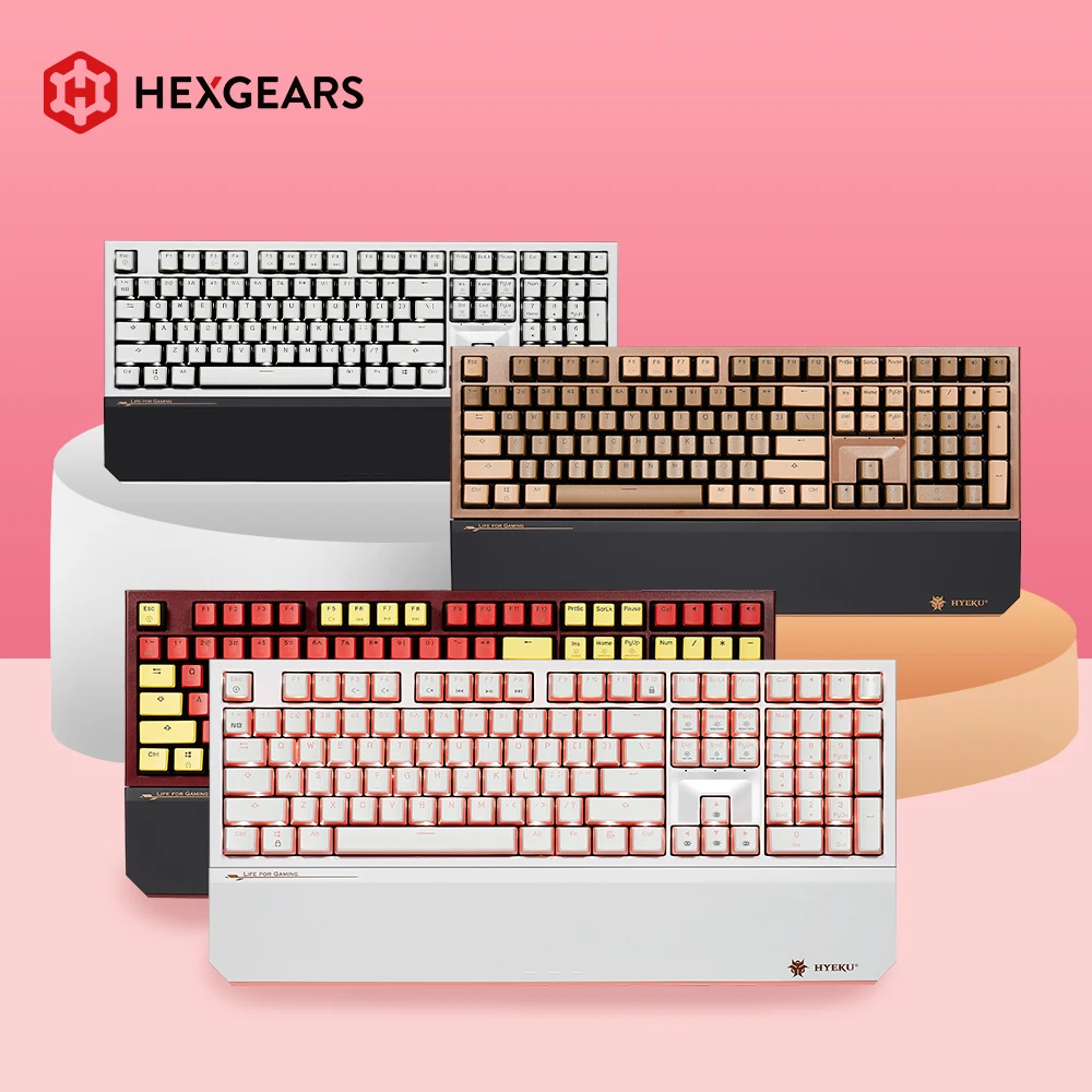 hexgears x5 new kailh box switch mechanical keyboard gaming pbt keycaps keyboard with hand rest 104 key usb2 4g wireless for pc free global shipping