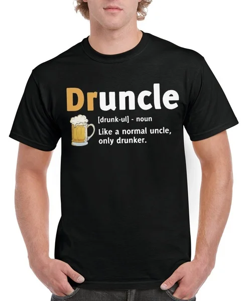 

Druncle Drunk Uncle Beer Funny T Shirt for Man Short Sleeved Gift for Best Uncle Cotton T-Shirt