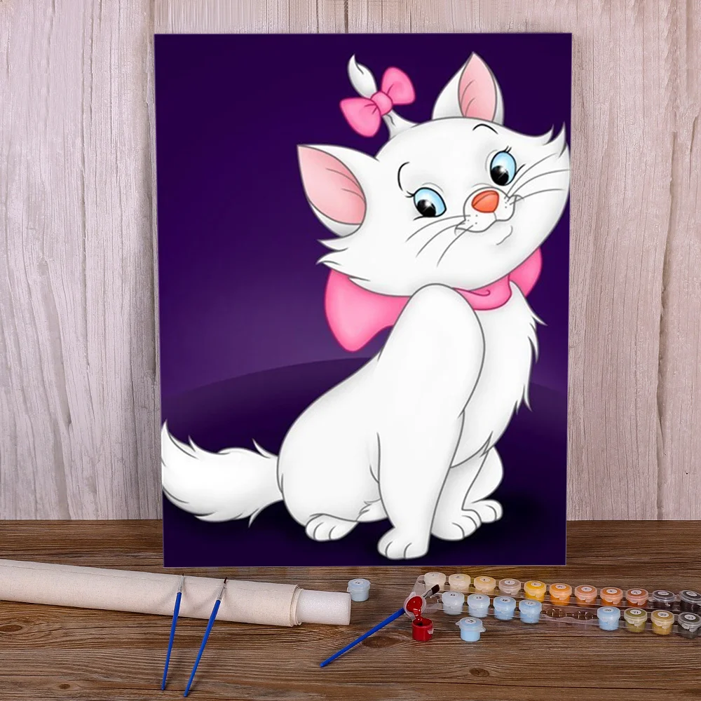 

Мультяшный Кот Мари живопись своими руками искусственные акриловые краски 50*70 живопись на холсте Лофт Настенная картина рисунок