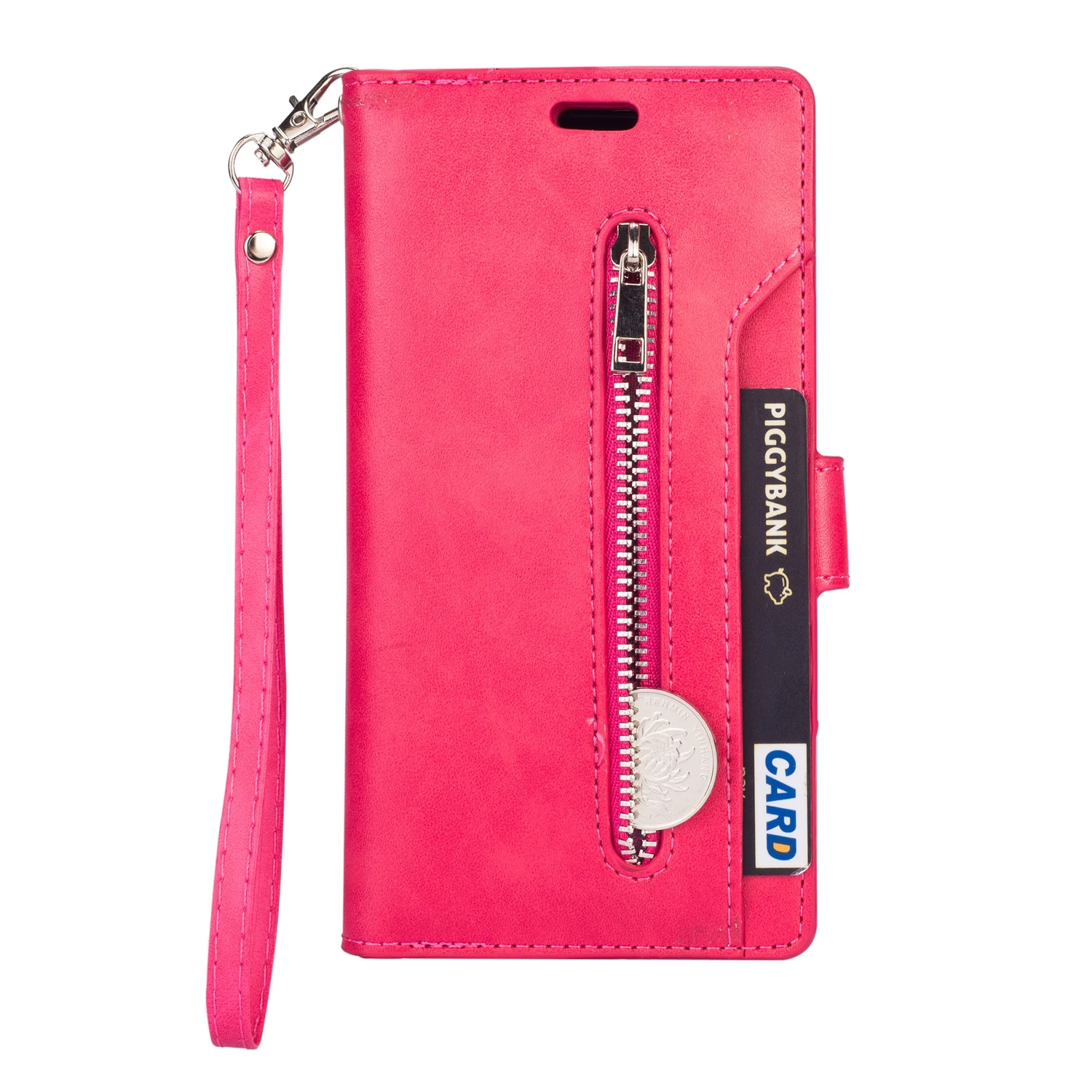 Rose Red Кожаный чехол-книжка с 10 отделениями для карт для iPhone 11 11 Pro Max, магнитный чехол-кошелек на молнии для iPhone Xs Max XR X 6 7 8 Plus, сумка для телефона - Цвет: Rose Red