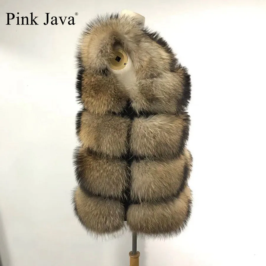 Женский меховой жилет Ppink java QC19119 из натурального меха енота модное пальто