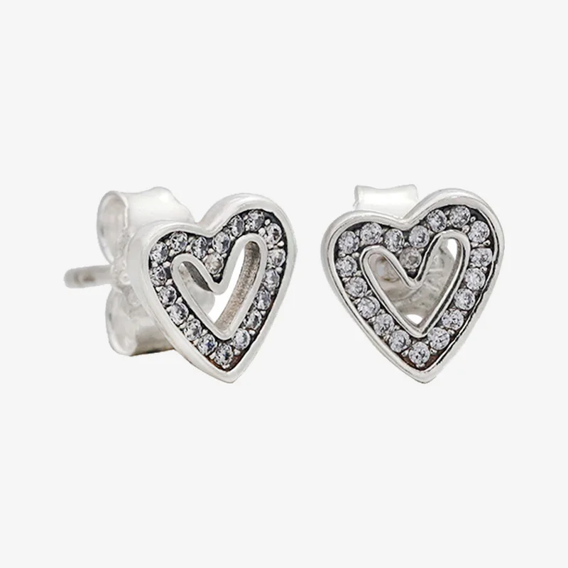 

925 Sterling Silver Pan Earring Silver Inlaid Love Earrings For Women Wedding Gift Fashion Jewelry