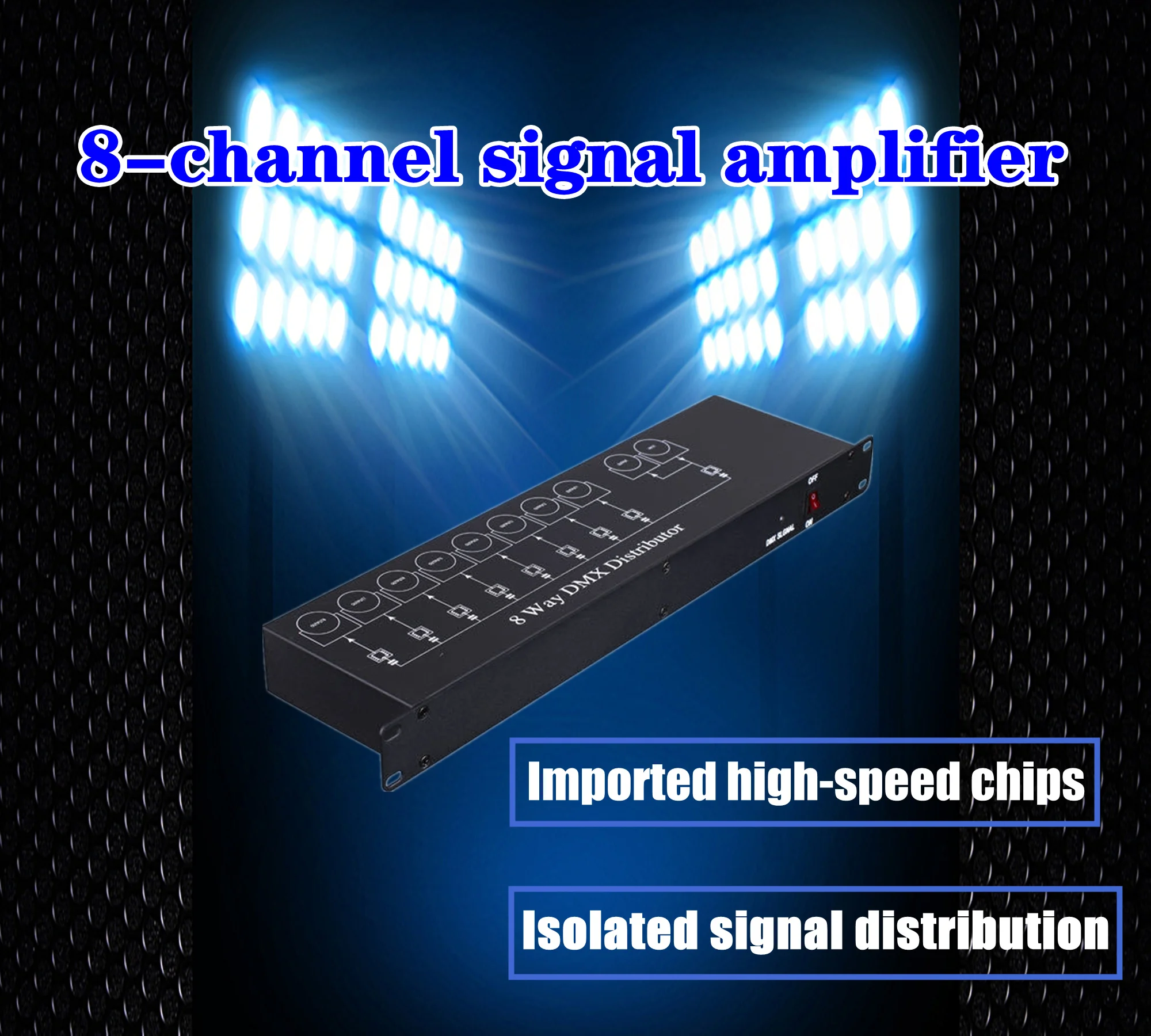 Free shipping Best quality 8CH DMX Splitter DMX512 Light Stage Lights Signal Amplifier Splitter 8 way DMX Distributor
