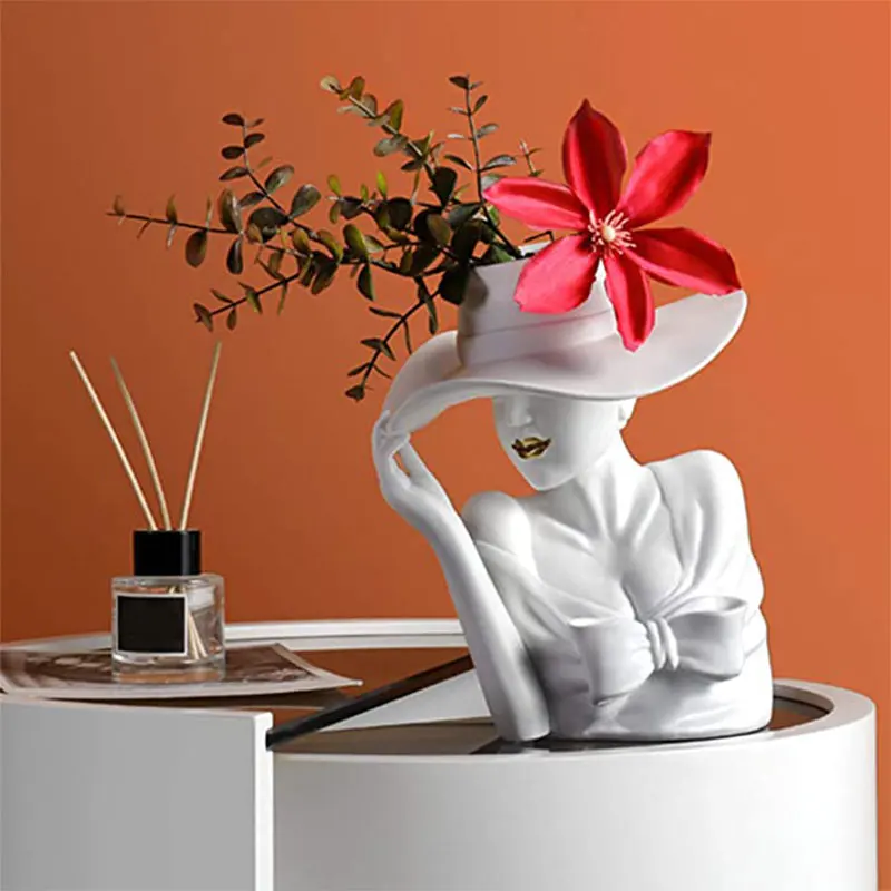 

Decorative Ceramic Flower Vase Elegant Woman Arrangement Flower Art Vase for Home Office Living Room Wedding and Events Decor