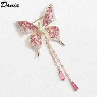 donia jewelry european and american fashion copper micro inlaid aaa zircon brooch butterfly brooch wild fringe brooch