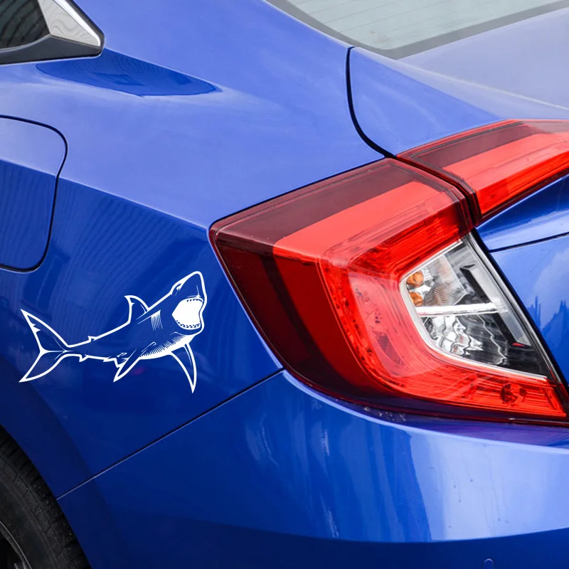 

Car Sticker Door Side Window Personalized Decorative Fierce Horror Shark Sticker Decals Black/silver 12CM* 18.4cm