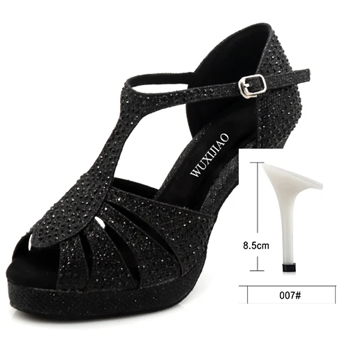 heel 8.5cm WUXIJIAO/Женская обувь для латинских танцев для взрослых; летняя обувь для танцев на открытом воздухе; сандалии для бальных танцев на высоком каблуке; мягкая подошва - Цвет: heel 8.5cm