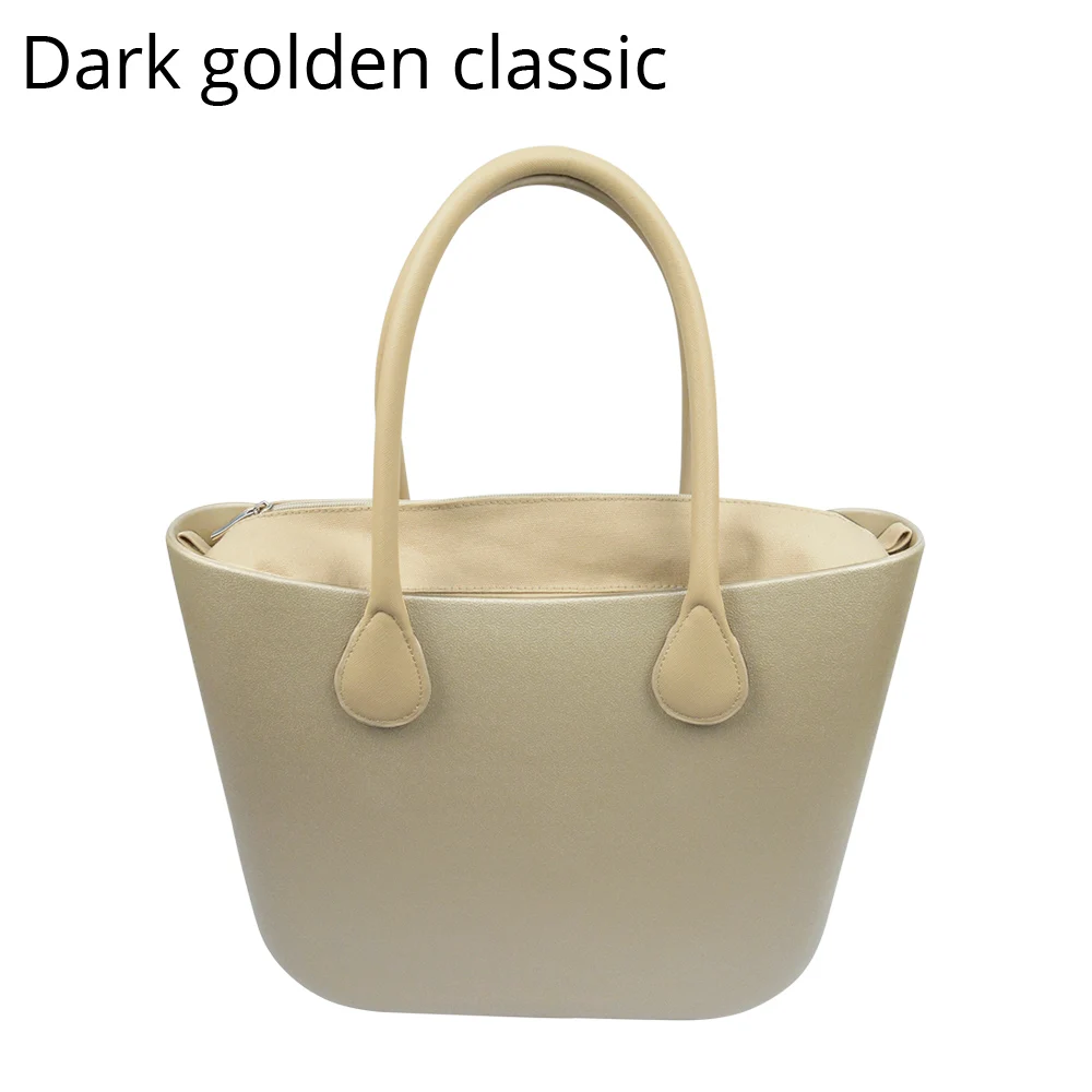 dark golden Новинка, TANQU, классическая сумка EVA со вставным внутренним карманом, цветные ручки, EVA, силиконовая резина, водонепроницаемая женская сумка, стиль obag - Цвет: dark golden