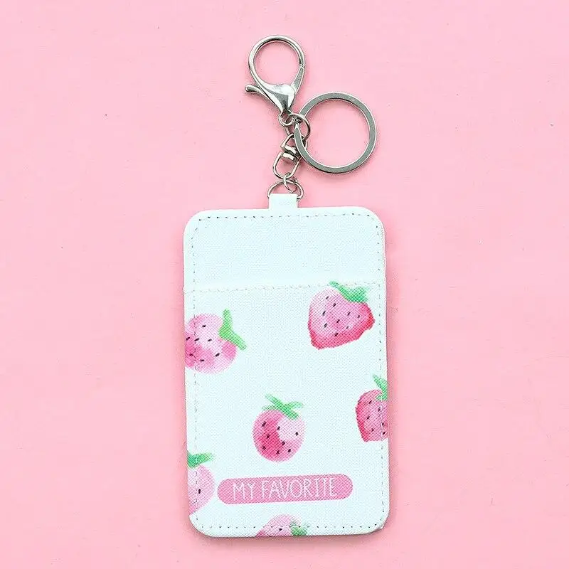 

PU Leather Business ID Credit Card Case Badge Holder Card Holder Keychain