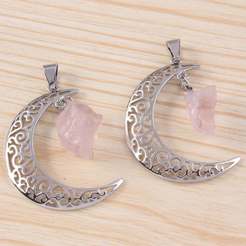 Винтажная подвеска в виде полумесяца с Луной и фиолетовым кристаллом розовый