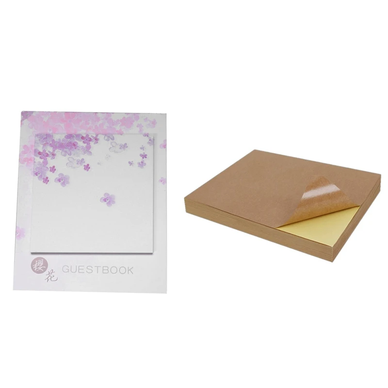 

4 шт./партия, Симпатичные Kawaii вишня в цвету Блокнот клейкий стикер для заметок и 100 листов A4 Размеры пустой крафт-бумаги стикер на клейкой осн...