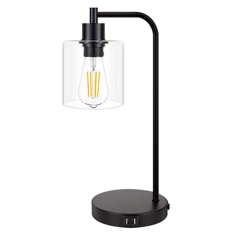 

Industrial Press Control Table Lamps Bedside Nightstand Reading Lamps with Glass Shade for Bedroom Living Room US Plug