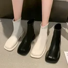 Женские осенние ботинки на молнии сзади, роскошная дизайнерская резиновая модная женская обувь 2021 Ytmtloy с квадратным носком, женские ботинки челси