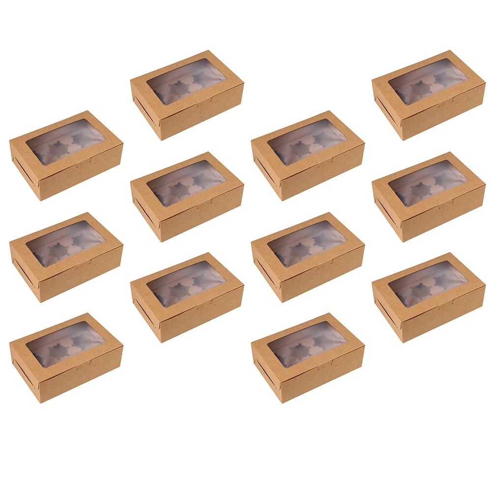 

1 Set 20Pcs Creative Cake Packing Boxes Kraft Paper Cupcake Boxes with Inserts