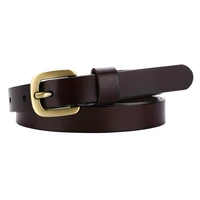 genuine leather belt woman a fine decoration vintage square pin buckle belt pure cowhide waistband thin genuine belts for women