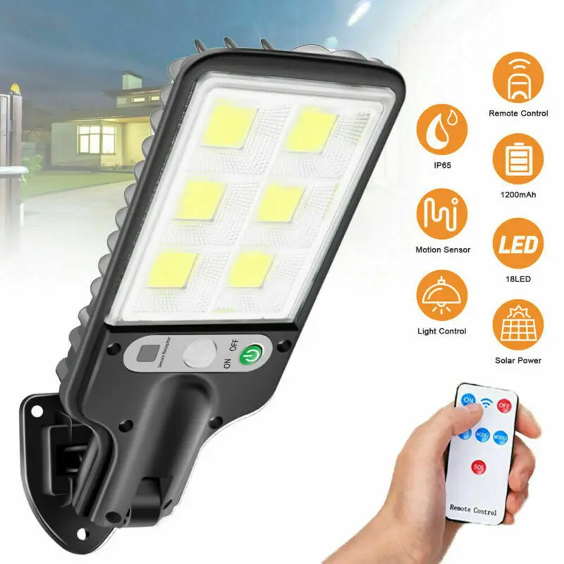 

600W LED Solar Wall Light Motion Sensor Outdoor Garden Security Street Lamp New