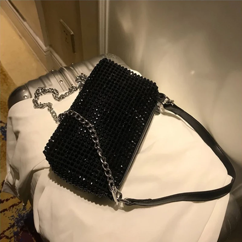 

Chain Diamond Ladies Party Clutch Luxury Bags For Women 2021 Trend Fashion Crossbody Bag Female Shiny Purses And Handbags