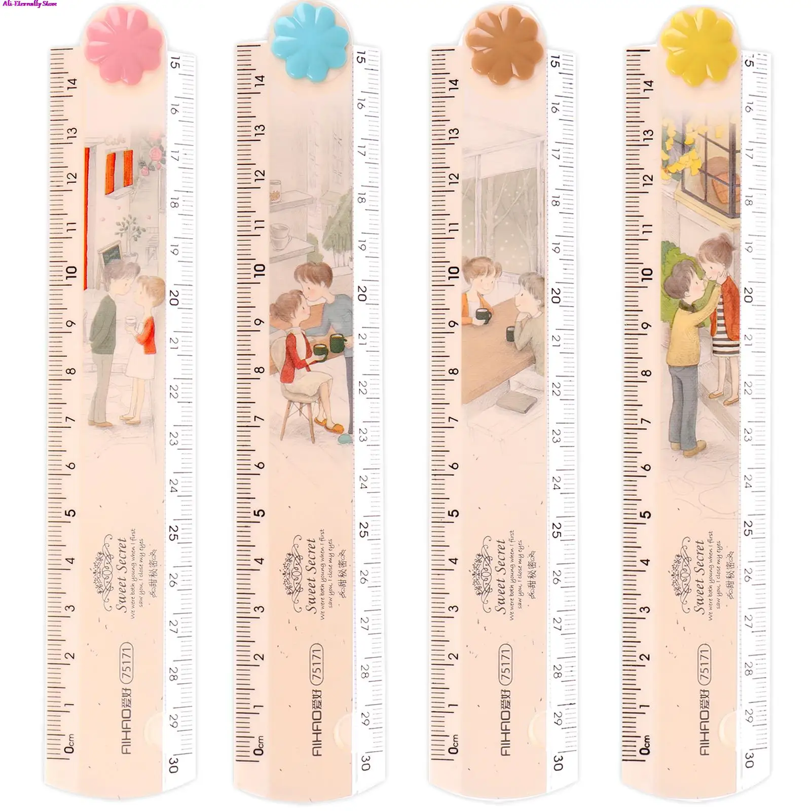 

30CM New Cute Kawaii Study Time Color Folding Ruler Multifunction DIY Drawing Rulers For Kids Students Office School Stationery