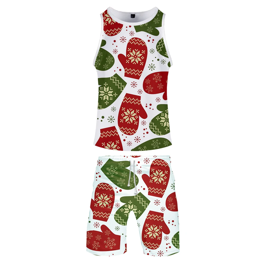 Christmas 3D Printed Two Piece Set Fashion Summer 2 piece set Tank Tops+Beach Shorts kpop tracksuit Casual Streetwear Clothes | Мужская