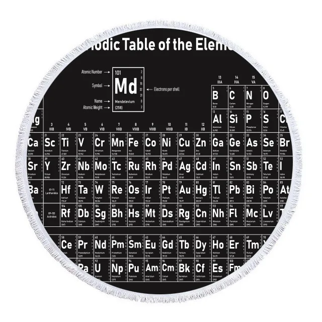 Пляжные полотенца с химическими элементами Черная шаль бахрома из микрофибры