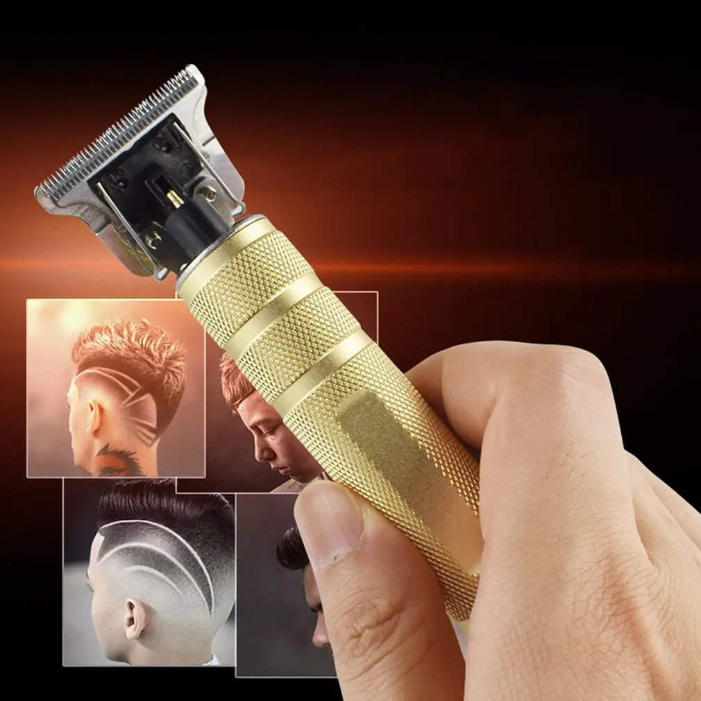 

Vintage oil head carving electric clipper USB Carbon steel T-shaped rounded cutter head design Strong motivation Haircut