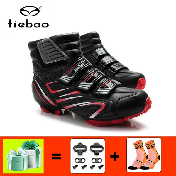 1430 red with gift TIEBAO sapatilha ciclismo mtb Мужская зимняя обувь с самоблокирующимся замком SPD patillas MTB Мужская обувь для внедорожников, велосипедная обувь суперзвезды - Цвет: 1430 red with gift