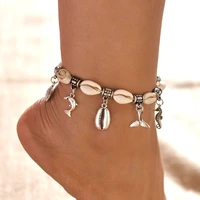 summer bohemian ocean beach anklet retro shell dolphin handmade anklet bracelet 2021 new leg jewelry gift