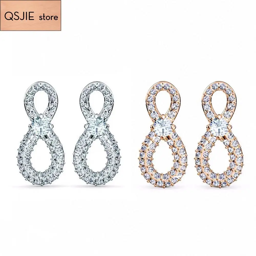 

QSJIE High quality SWA new style. 8 auspicious number charming Earrings Charming fashion jewelry