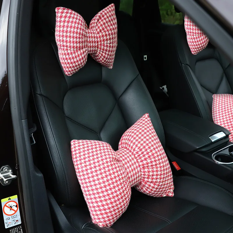 

Car Accessories Bowknot Headrest Lumbar Support Interior Supplies Neck Pillow Car Accessories Interior