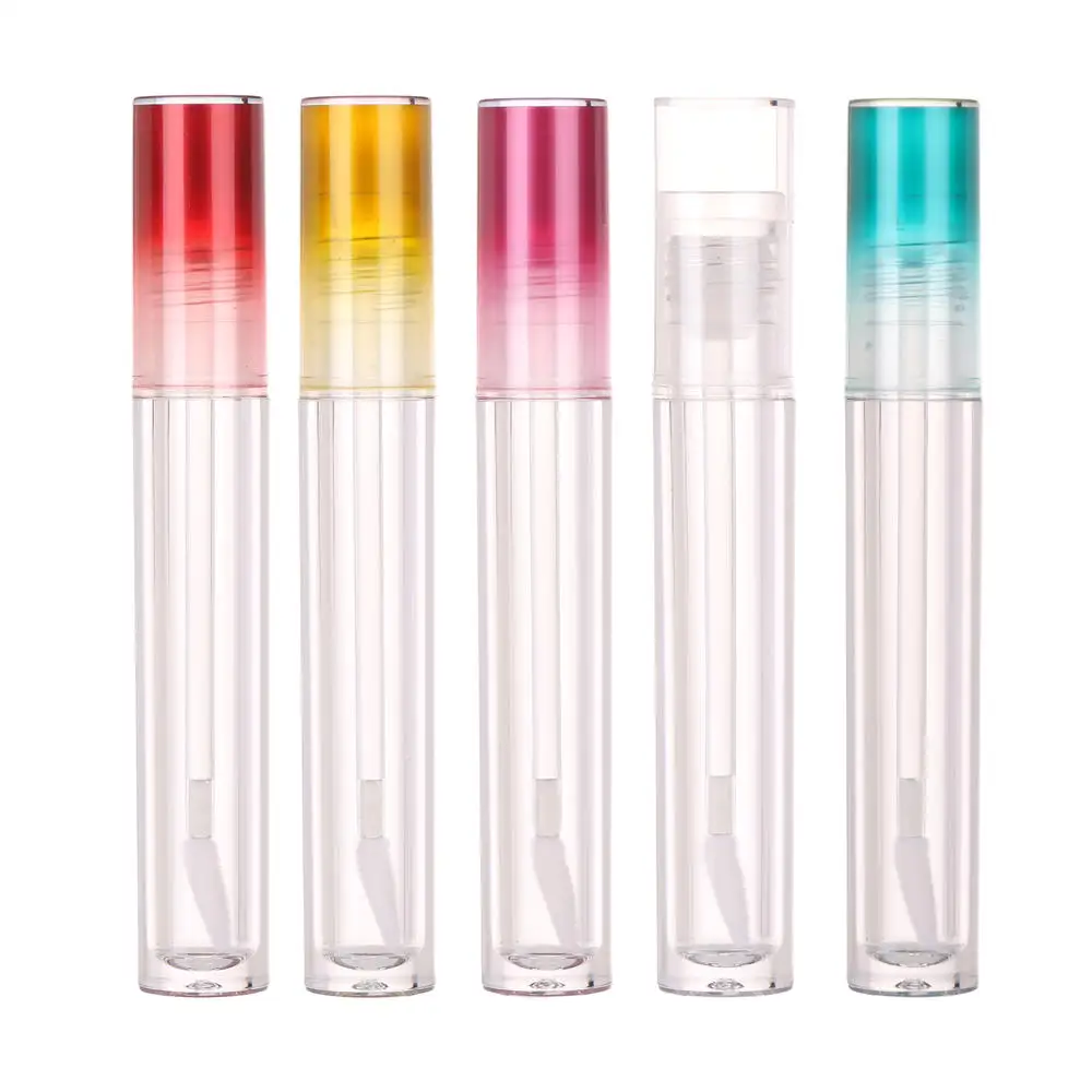 

Empty Lip Gloss Bottles Lip Glaze Container DIY Cosmetic Samples Refillable Tube With Gradient Color Lid Make Up Tools 5ml