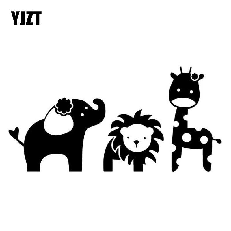 

YJZT 17.1CM*8.4CM Cartoon Lovely Animal Car Sticker Car Trunk Decor Vinyl Decal Black/Silver C4-2501