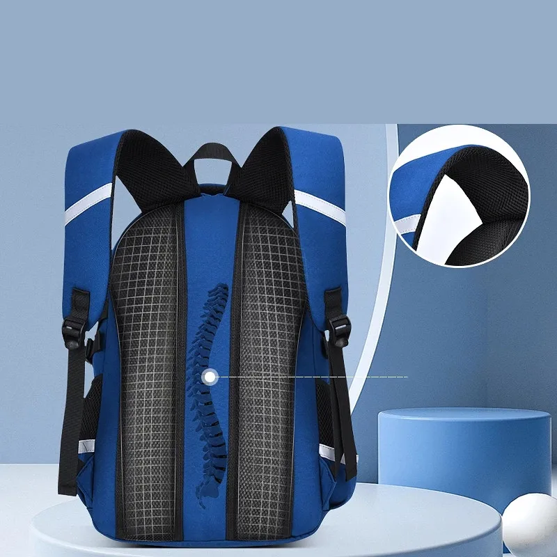 Boys Backpack Orthopedics Kids School Bags Geometric Print Elementary School Bookbags Nylon Waterproof Girls Daypack Mochilas